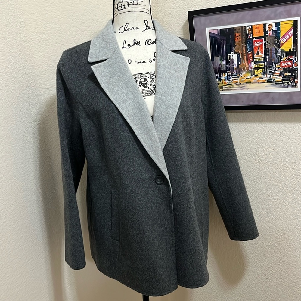 Women’s Talbots Wool Felted A-line Coat, dark & light gray size 14 petite